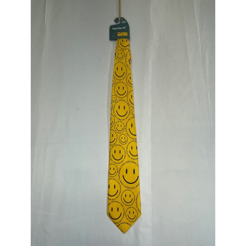 Jesus loves you. Thai walnut ridge polyester tie. NWT Vintage Yellow